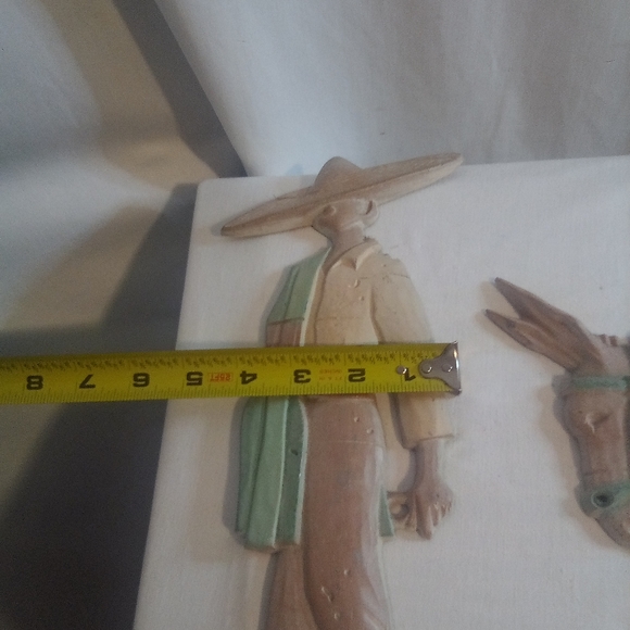 VINTAGE MEXICAN MAN AND BURRO DONKEY CAST METAL WALL ART HANGING MINT MARKED - Picture 12 of 12